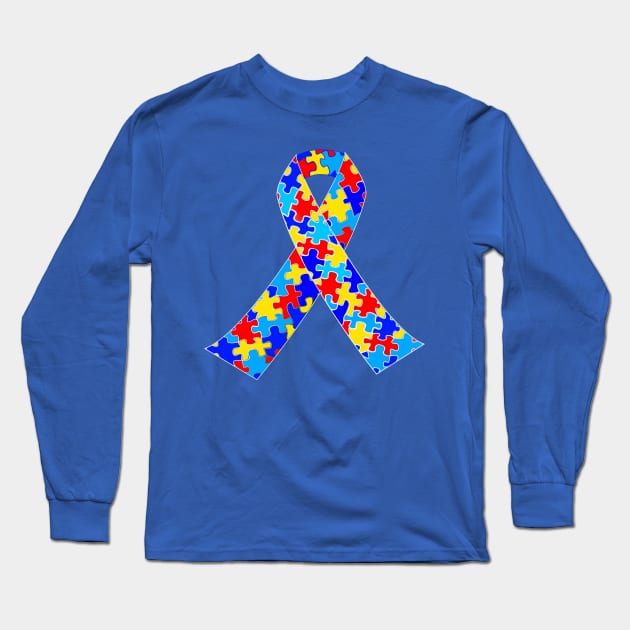 Autism Ribbon for Autism Pride and Awareness Long Sleeve T-Shirt by epiclovedesigns